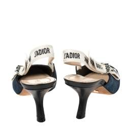 Dior Blue Denim Patchwork J'Adior Slingback Sandals Size 38