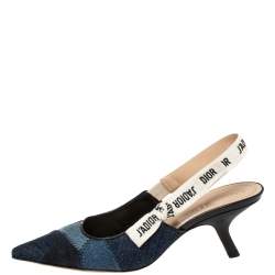 Dior Blue Denim Patchwork J'Adior Slingback Sandals Size 38