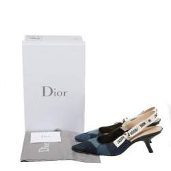 Dior Blue Denim Patchwork J'Adior Slingback Sandals Size 38