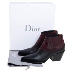 Pre Owned Dior Black/Brown Leather Dior L.A Ankle Boots Size 40