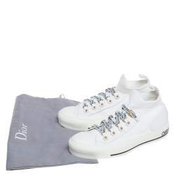 مملوكة مسبقًا Dior White Fabric Walk'n'Dior Lace Up High-Top Sneakers Size 38