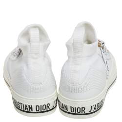 مملوكة مسبقًا Dior White Fabric Walk'n'Dior Lace Up High-Top Sneakers Size 38
