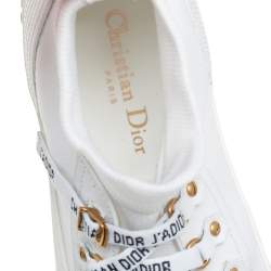 مملوكة مسبقًا Dior White Fabric Walk'n'Dior Lace Up High-Top Sneakers Size 38