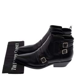 Pre Owned Dior Black Leather Buckle Ankle Boots Size 37.5