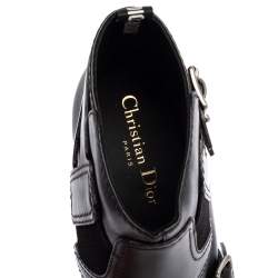 Pre Owned Dior Black Leather Buckle Ankle Boots Size 37.5