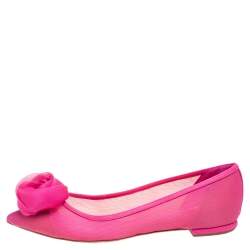 مملوكة مسبقًا Dior Pink Net  Pointed Toe Flow Ballet Flats Size 38.5