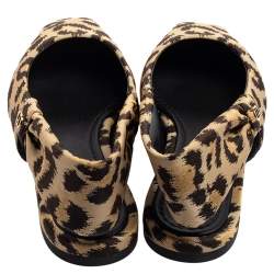 مملوكة مسبقًا Dior Beige/Black Leopard Print Fabric Mizza Slingback Flat Pumps Size 38