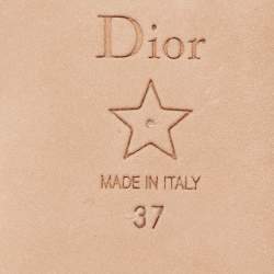 Dior Gold Canvas Crystal Embellished  D-Way Flat Slides Size 37 