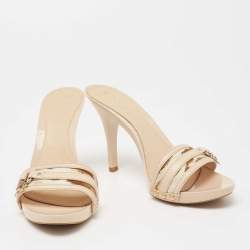 Dior Beige/Brown Canvas And Leather Open Toe Slide Sandals Size 40.5