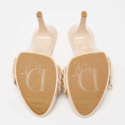 Dior Beige/Brown Canvas And Leather Open Toe Slide Sandals Size 40.5