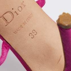 Pre Owned Dior Magenta/Yellow Satin Ankle Strap Sandals Size 39