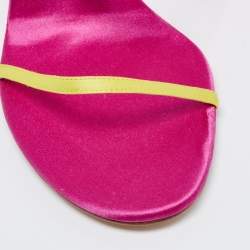 Pre Owned Dior Magenta/Yellow Satin Ankle Strap Sandals Size 39