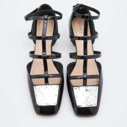 Pre Owned Dior Black Patent Leather La Parisienne Caged Pumps Size 38