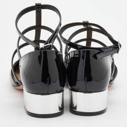 Pre Owned Dior Black Patent Leather La Parisienne Caged Pumps Size 38