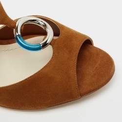 Dior Brown Suede Escale Block Heel T Strap Sandals Size 41