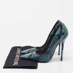 Pre Owned Dior Blue/Black Snakeskin Pointed Toe Pumps Size 37