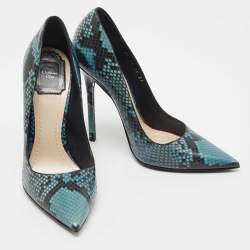 Pre Owned Dior Blue/Black Snakeskin Pointed Toe Pumps Size 37