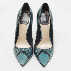 Pre Owned Dior Blue/Black Snakeskin Pointed Toe Pumps Size 37