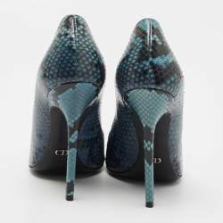 Pre Owned Dior Blue/Black Snakeskin Pointed Toe Pumps Size 37