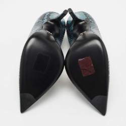 Pre Owned Dior Blue/Black Snakeskin Pointed Toe Pumps Size 37