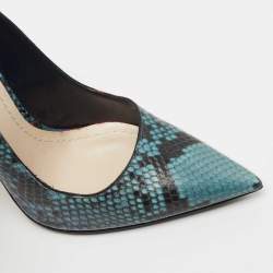 Pre Owned Dior Blue/Black Snakeskin Pointed Toe Pumps Size 37