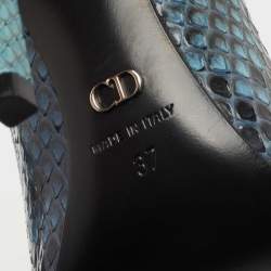 Pre Owned Dior Blue/Black Snakeskin Pointed Toe Pumps Size 37