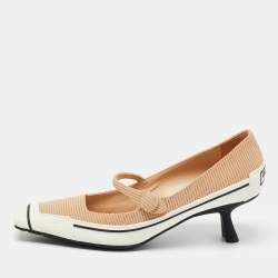 Dior Beige/White Technical Fabric and Rubber D-Motion Pumps Size 38