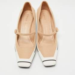 Dior Beige/White Technical Fabric and Rubber D-Motion Pumps Size 38