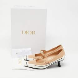 Dior Beige/White Technical Fabric and Rubber D-Motion Pumps Size 38