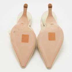 Dior Gold/White Canvas Slingback  J'adior Pumps Size 39