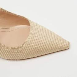 Dior Gold/White Canvas Slingback  J'adior Pumps Size 39
