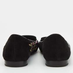 Pre Owned Dior Black Embroidered Suede Surreal Smoking Slipper Size 41