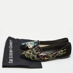 Pre Owned Dior Black Embroidered Suede Surreal Smoking Slipper Size 41