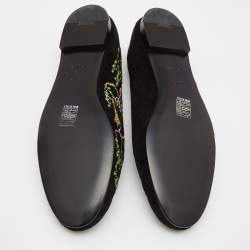 Pre Owned Dior Black Embroidered Suede Surreal Smoking Slipper Size 41