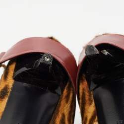 Pre Owned Dior Tricolor Leopard Print Calf Hair and Leather Ankle Booties Size 41