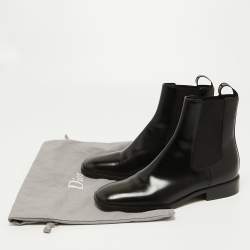 Pre Owned Dior Black Leather Boyish-D Ankle Boots Size 38.5