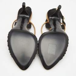 Dior Black/Golden Leather and Suede Slingback Sandals Size 39.5