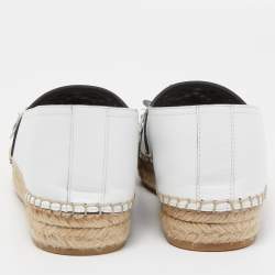 Dior Light Grey Laser Cut Leather Flower Applique Flore Flat Espadrilles Size 38