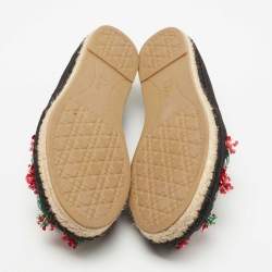 Pre Owned Dior Black Canvas Embellished Espadrille Flats Size 38