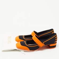 Dior Orange/Black Rubber and Fabric Roller Mary Jane Pumps Size 39
