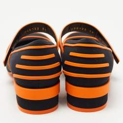 Dior Orange/Black Rubber and Fabric Roller Mary Jane Pumps Size 39