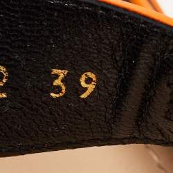 Dior Orange/Black Rubber and Fabric Roller Mary Jane Pumps Size 39