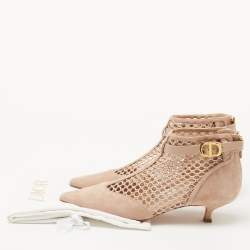 Dior Beige Suede and Mesh Naughtily D Booties Size 39