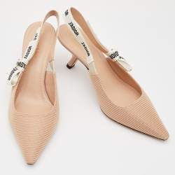 Dior Beige Canvas J'adior Slingback Pumps Size 40.5