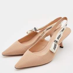 Dior Beige Canvas J'adior Slingback Pumps Size 40.5