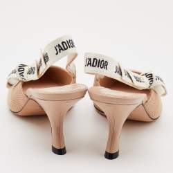 Dior Beige Canvas J'adior Slingback Pumps Size 40.5