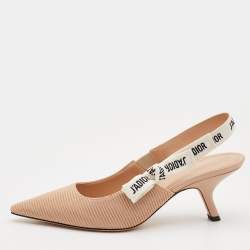 Dior Beige Canvas J'adior Slingback Pumps Size 40.5