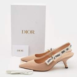 Dior Beige Canvas J'adior Slingback Pumps Size 40.5