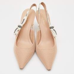 Dior Beige Canvas J'adior Slingback Pumps Size 40.5