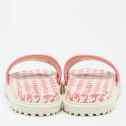 Dior Pink/White Canvas Dway Flat Slides Size 38.5